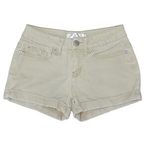 No Boundaries Beige Shorts Juniors Sz 7 Low Rise Chino Cuffed 2.25" Khaki Casual